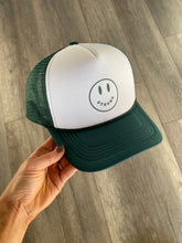 Load image into Gallery viewer, Smiley Trucker - forest green / white

